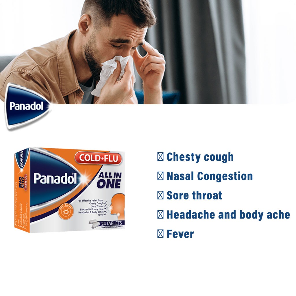 Panadol Cold & Flu All In One Tablets For Cough, Cold & Flu Symptoms ...